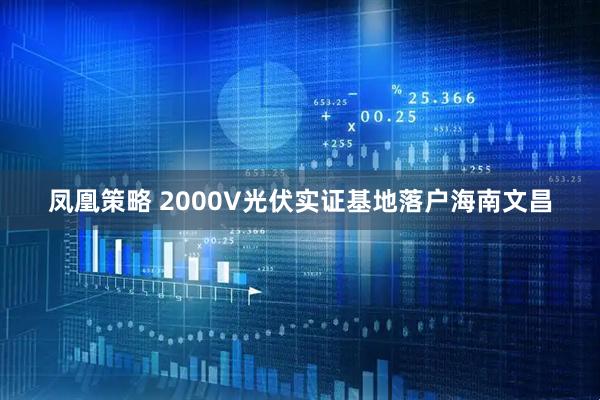 凤凰策略 2000V光伏实证基地落户海南文昌